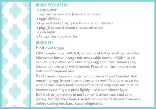 Gluten Free Lemon-Blueberry Crumb Bars